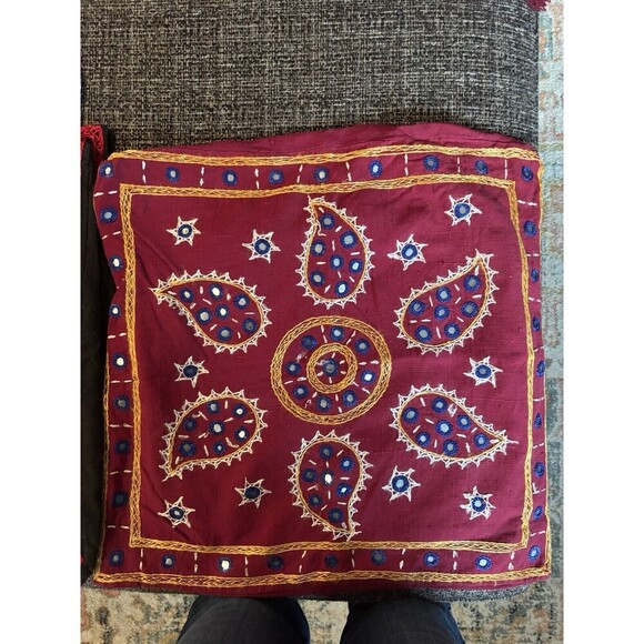Lot Of 6 UNBRANDED Vintage Indian Middle Eastern Hand Embroidered Pillow Cases - Picture 5 of 13